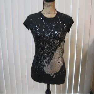 NWOT Express black peacock graphic tee t shirt top S small